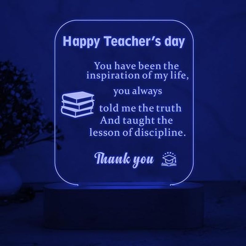 Happy Teachers Day Night Lamp Personalized with Text with Multicolored Light  Gift for Teachers Day  Thankyou Gift for Teacher Men & Women  Birthday Gift for Teacher