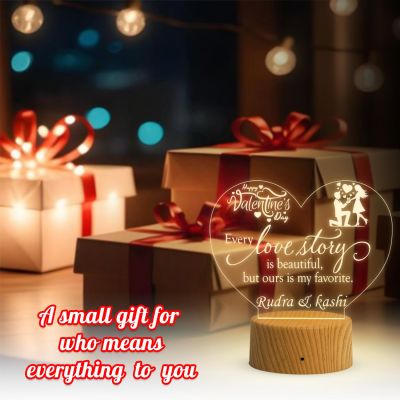 Customized Happy Valentine Day Night Lamp  Personalized with Name  Warm White Light  Gift for Valentine Day  Gift for Girlfriend Boyfriend Husband Wife