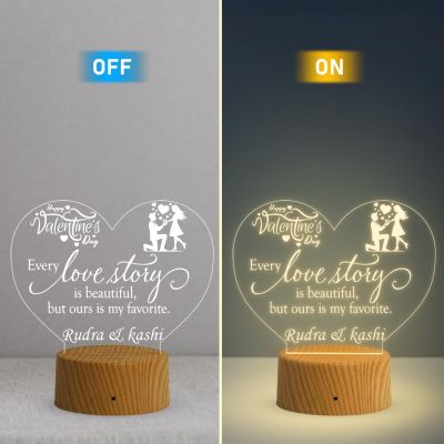 Customized Happy Valentine Day Night Lamp  Personalized with Name  Warm White Light  Gift for Valentine Day  Gift for Girlfriend Boyfriend Husband Wife
