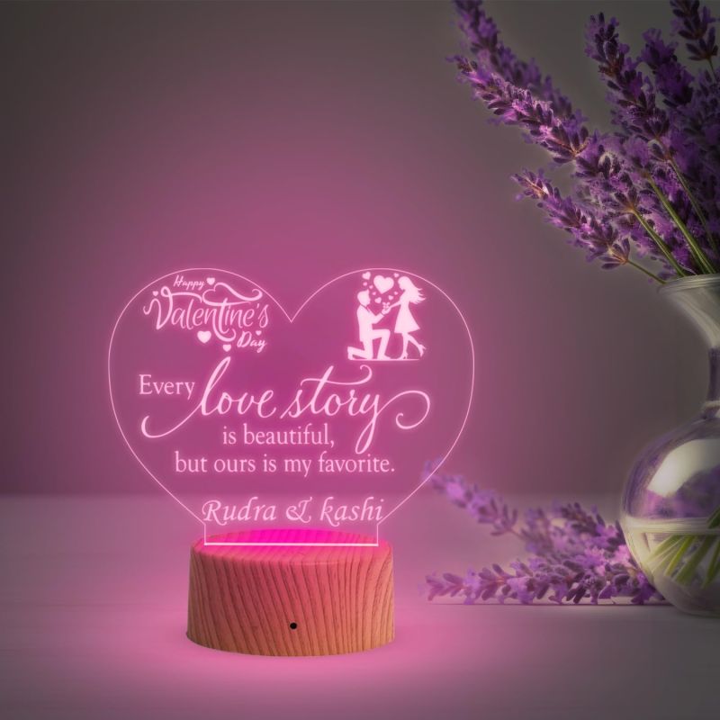 Customized Happy Valentine Day Night Lamp  Personalized with Name  Automatic Color Changing Light  Gift for Valentine Day  Gift for Girlfriend Boyfriend Husband Wife