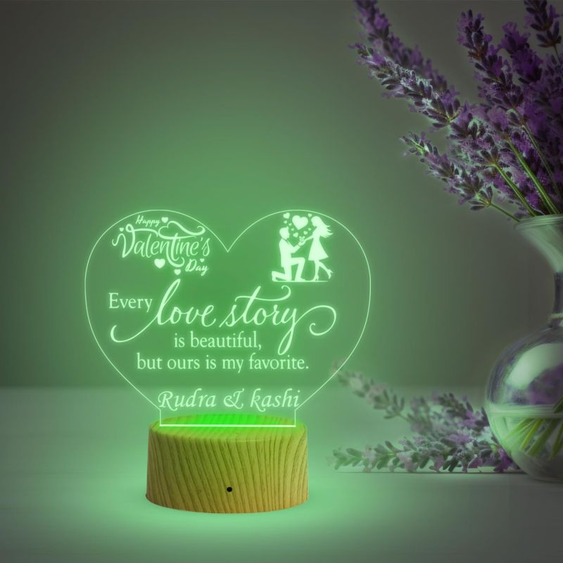 Customized Happy Valentine Day Night Lamp  Personalized with Name  Automatic Color Changing Light  Gift for Valentine Day  Gift for Girlfriend Boyfriend Husband Wife