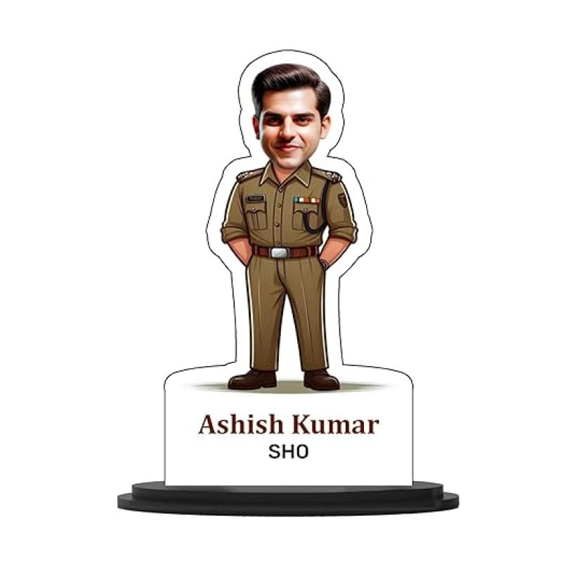 Personalized Police Caricature Gift for Police Man  Caricature Photo Frame For Police Officer  Birthday Gift For Police Officer  Gift for Friends, Brother, Husband