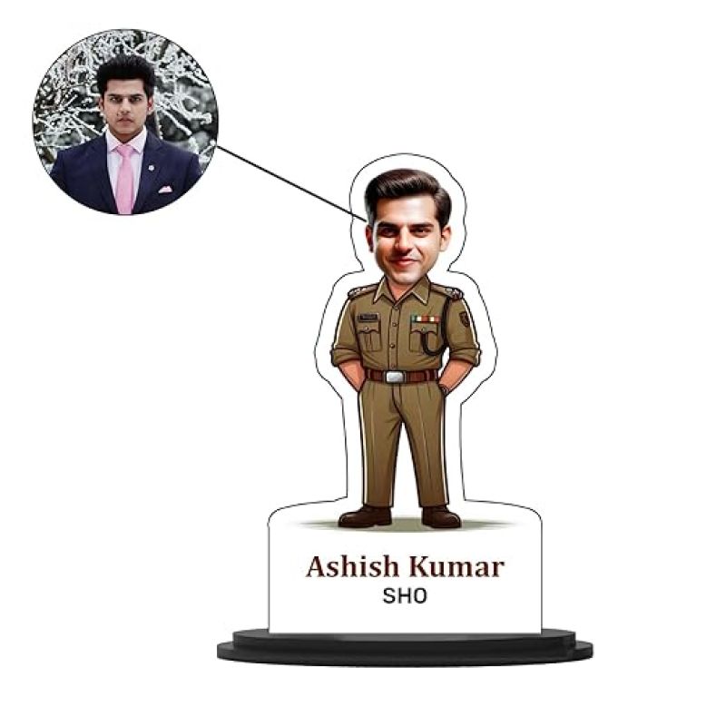 Personalized Police Caricature Gift for Police Man  Caricature Photo Frame For Police Officer  Birthday Gift For Police Officer  Gift for Friends, Brother, Husband
