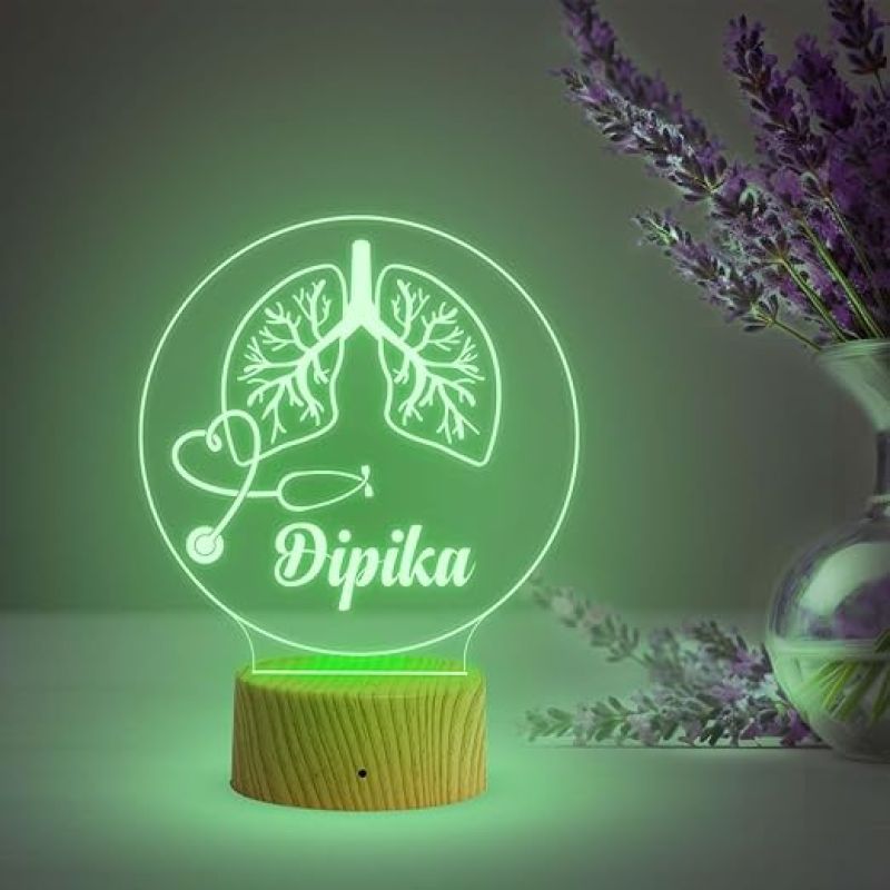 Personalized Pulmonologist Lamp  Customized Doctor Name Led Light  Lungs Led Light  Thankyou Gift for Doctor  Birthday Gift for Doctor (Multicolored Light )