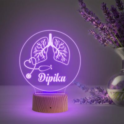 Personalized Pulmonologist Lamp  Customized Doctor Name Led Light  Lungs Led Light  Thankyou Gift for Doctor  Birthday Gift for Doctor (Multicolored Light )