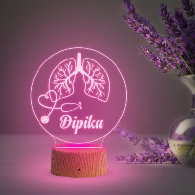 Personalized Pulmonologist Lamp  Customized Doctor Name Led Light  Lungs Led Light  Thankyou Gift for Doctor  Birthday Gift for Doctor (Multicolored Light )