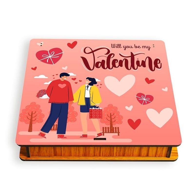 Personalized Will You Be My Valentine Wooden Music box  Customized With Photo & Music  Gift For Valentine Day  Gift for Boyfriend, Girlfriend, Husband, Wife  Purpose Gift For Love