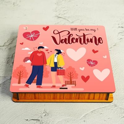 Personalized Will You Be My Valentine Wooden Music box  Customized With Photo & Music  Gift For Valentine Day  Gift for Boyfriend, Girlfriend, Husband, Wife  Purpose Gift For Love