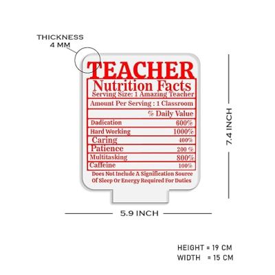 Teacher Nutrition Facts Engraved Acrylic Night Lamp with Warm White Light  Birthday Gift for Teacher  Teacher Day Gift  School Teacher Gift