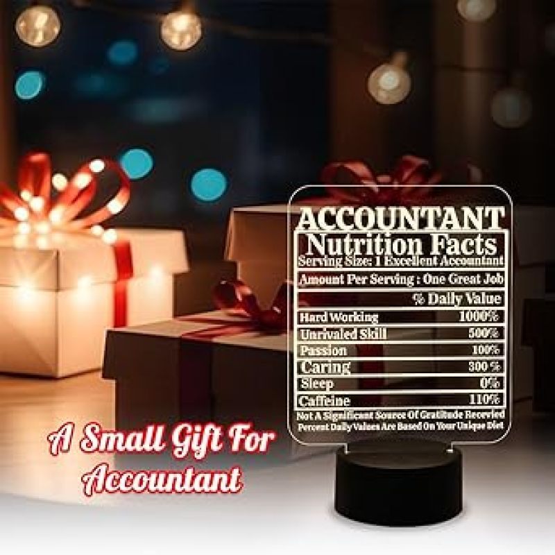 Accountant Nutrition Facts Acrylic Night Lamp with Warm White Light  Gift for Accountant  Gift for Aspirants  Thankyou Gift for Company Accountant