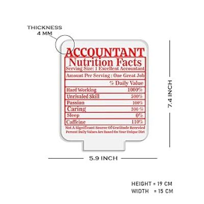 Accountant Nutrition Facts Acrylic Night Lamp with Warm White Light  Gift for Accountant  Gift for Aspirants  Thankyou Gift for Company Accountant