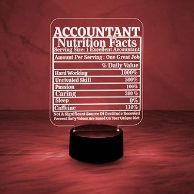 Accountant Nutrition Facts Acrylic Night Lamp with Automatic Color Changing Light  Gift for Accountant  Gift for Aspirants  Thankyou Gift for Company Accountant