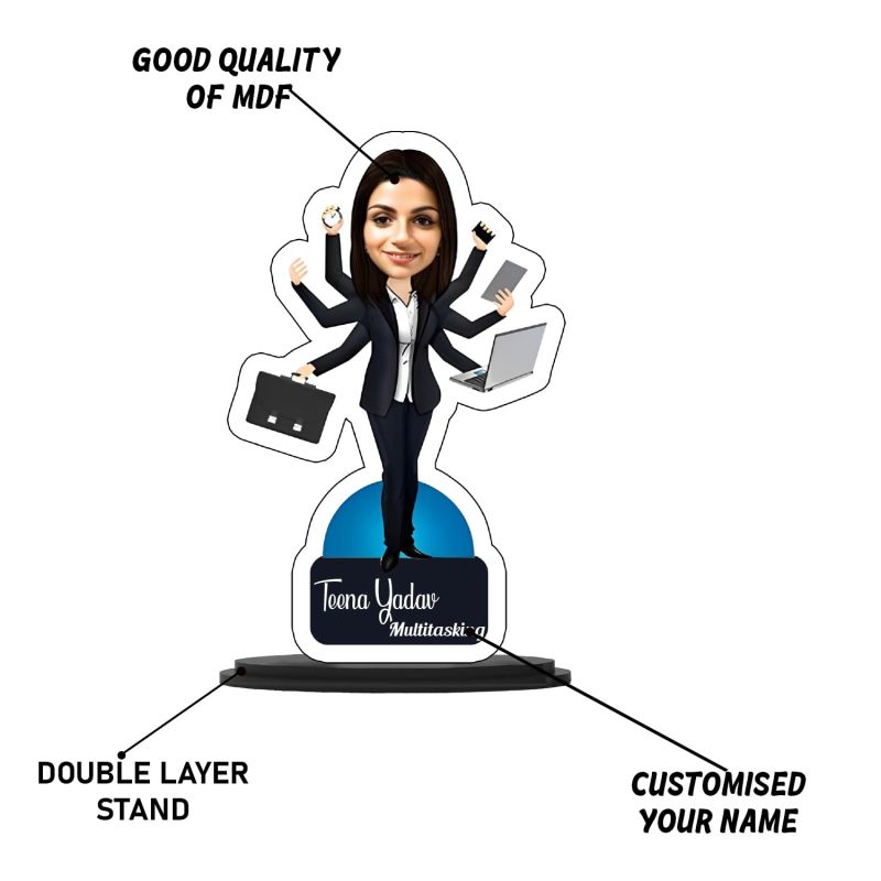 Personalized Caricature Gift for Friends, Sister, Brother, Girlfriend, Boyfriend  Caricature Photo Frame Unique Design Customized Gift for Friends & Family (Multitasking Girl Caricature)