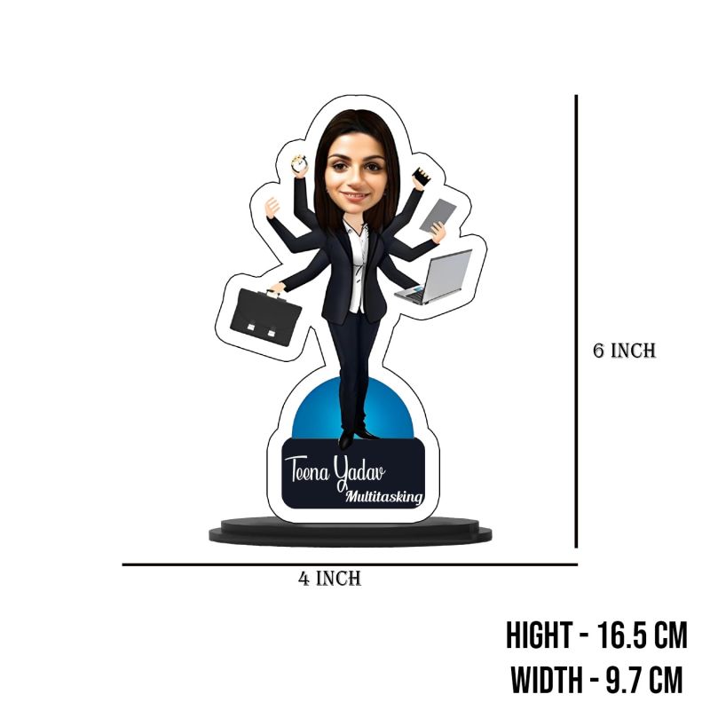 Personalized Caricature Gift for Friends, Sister, Brother, Girlfriend, Boyfriend  Caricature Photo Frame Unique Design Customized Gift for Friends & Family (Multitasking Girl Caricature)