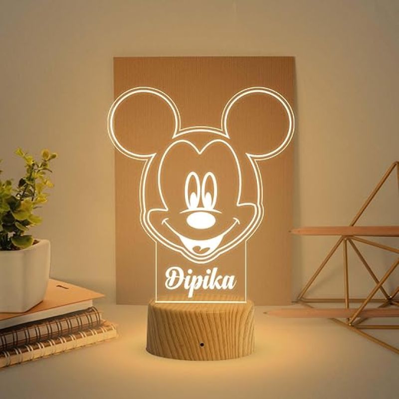 Personalized Couple Name Led Lamp with Warm White Light  Birthday Gift Lamp Decoration  Anniversary Gift for Wife Husband & Loveable Person (Mickey Mouse Name Lamp)