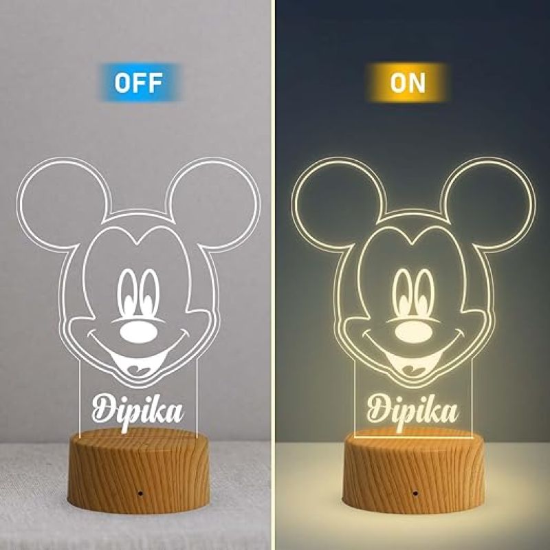 Personalized Couple Name Led Lamp with Warm White Light  Birthday Gift Lamp Decoration  Anniversary Gift for Wife Husband & Loveable Person (Mickey Mouse Name Lamp)