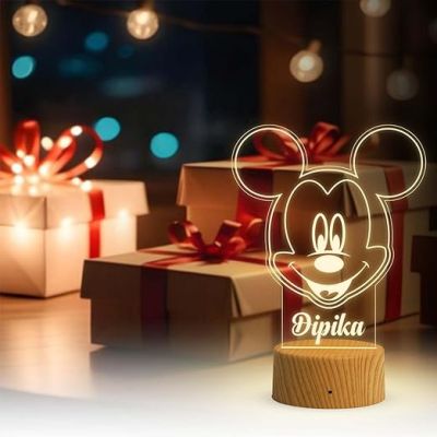 Personalized Couple Name Led Lamp with Warm White Light  Birthday Gift Lamp Decoration  Anniversary Gift for Wife Husband & Loveable Person (Mickey Mouse Name Lamp)