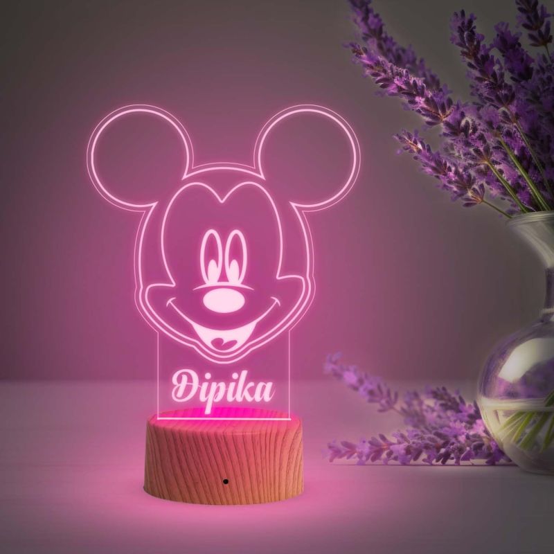 Personalized Name Led Lamp with Automatic Color Changing Light  Birthday Gift Lamp Decoration  Anniversary Gift for Wife Husband & Loveable Person (Cute Mickey Mouse Name Lamp)