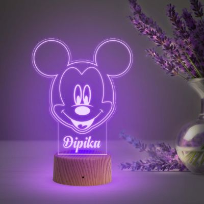 Personalized Name Led Lamp with Automatic Color Changing Light  Birthday Gift Lamp Decoration  Anniversary Gift for Wife Husband & Loveable Person (Cute Mickey Mouse Name Lamp)