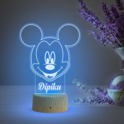 Personalized Name Led Lamp with Automatic Color Changing Light  Birthday Gift Lamp Decoration  Anniversary Gift for Wife Husband & Loveable Person (Cute Mickey Mouse Name Lamp)