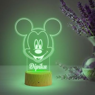 Personalized Name Led Lamp with Automatic Color Changing Light  Birthday Gift Lamp Decoration  Anniversary Gift for Wife Husband & Loveable Person (Cute Mickey Mouse Name Lamp)