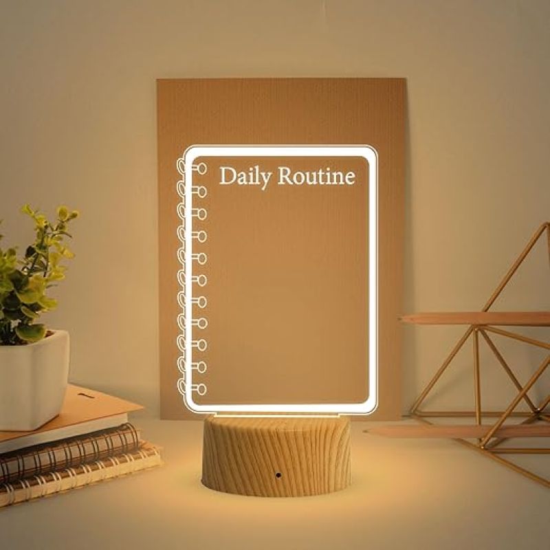 Acrylic Message Board LED Lamp with Erasable Pen  Ideal for Home & Office  Use for Personal Notes  Erasable Rewritable Acrylic Message Light (Warm White Light) (Daily Routine)