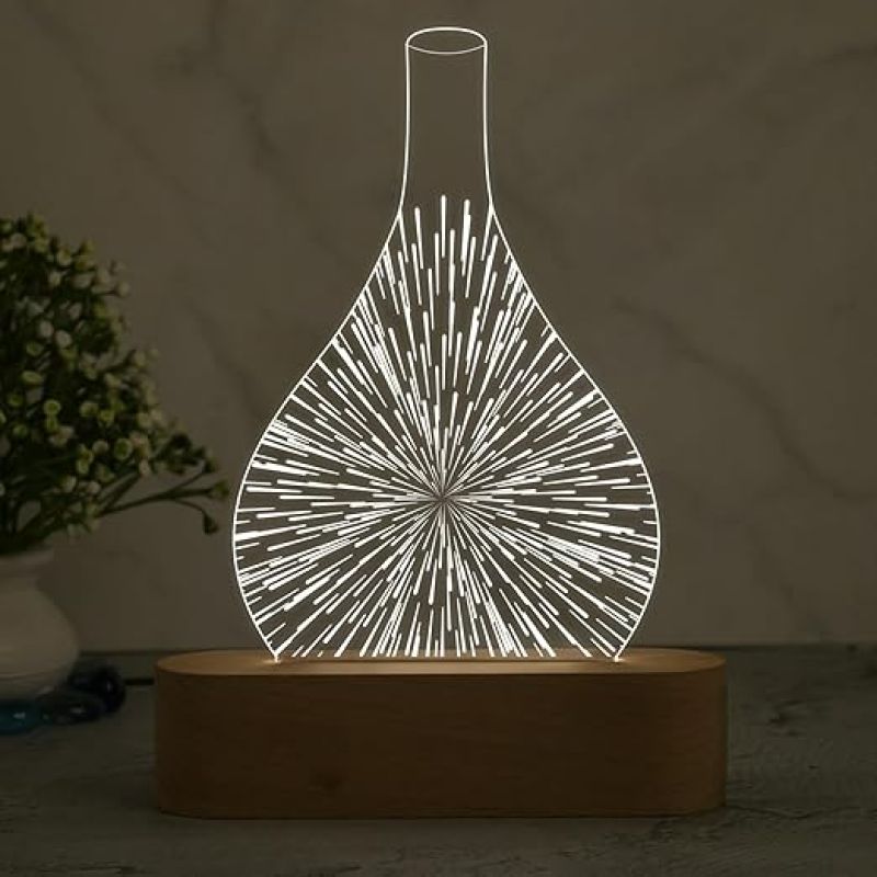 3D Illusion Acrylic Night Lamp with Cool White Light  Home & Office Decor Light  Bedside Desk Table Lamp | Lamp for Decoration  3D Night Lamp