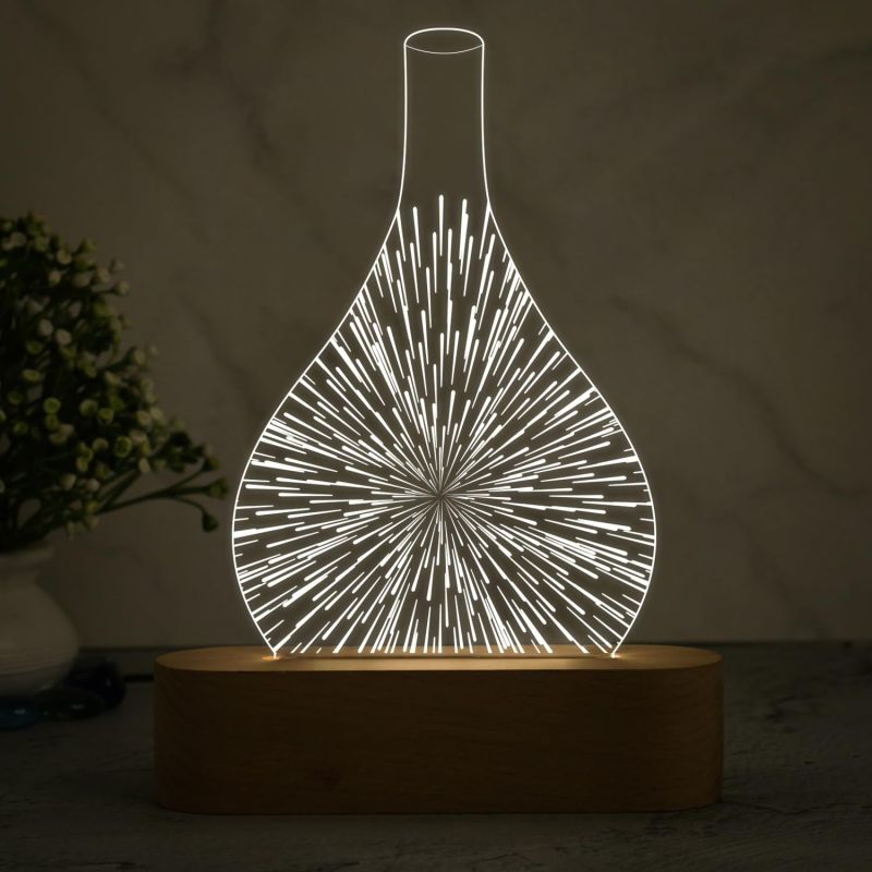 3D Illusion Acrylic Night Lamp with Cool White Light  Home & Office Decor Light  Bedside Desk Table Lamp | Lamp for Decoration  3D Night Lamp