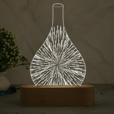 3D Illusion Acrylic Night Lamp with Cool White Light  Home & Office Decor Light  Bedside Desk Table Lamp | Lamp for Decoration  3D Night Lamp