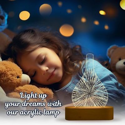 3D Illusion Acrylic Night Lamp with Cool White Light  Home & Office Decor Light  Bedside Desk Table Lamp | Lamp for Decoration  3D Night Lamp