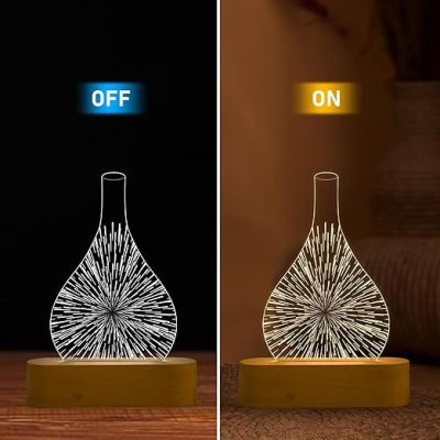 3D Illusion Acrylic Night Lamp with Cool White Light  Home & Office Decor Light  Bedside Desk Table Lamp | Lamp for Decoration  3D Night Lamp
