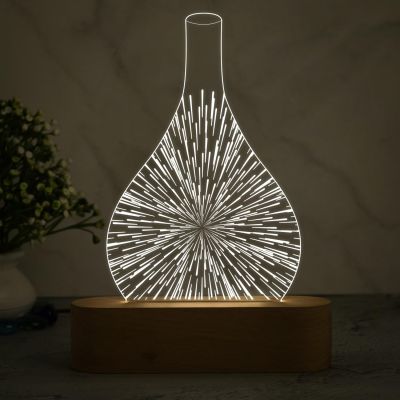 3D Illusion Acrylic Night Lamp with Cool White Light  Home & Office Decor Light  Bedside Desk Table Lamp | Lamp for Decoration  3D Night Lamp