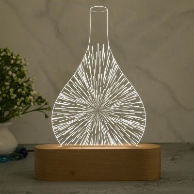 3D Illusion Acrylic Night Lamp with Cool White Light  Home & Office Decor Light  Bedside Desk Table Lamp | Lamp for Decoration  3D Night Lamp