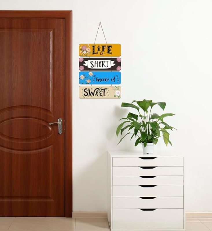 Motivational Quotes Printed Decorative Wall Hanging for Living Room  Bedroom  Office  Gift  Decoration Items for Home  Wall Art For Hall  Modern Wall Decoration (Life is Short Make it Sweet)