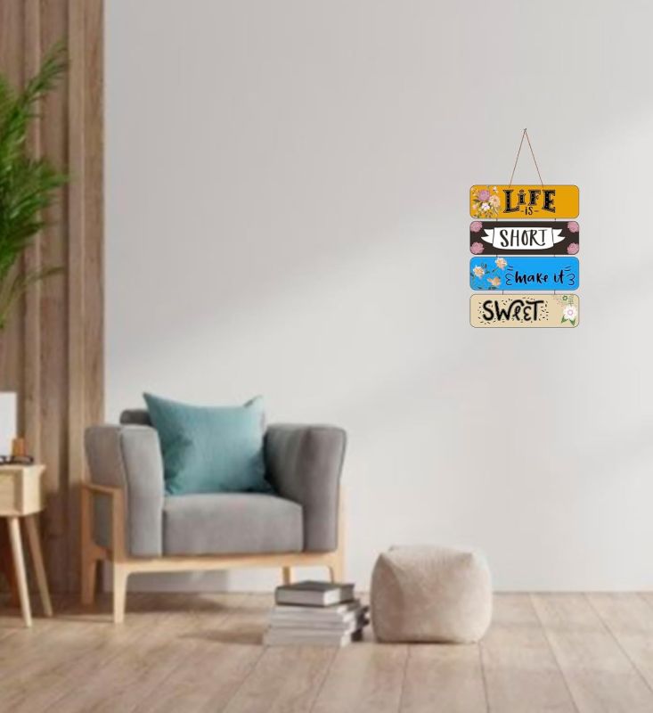 Motivational Quotes Printed Decorative Wall Hanging for Living Room  Bedroom  Office  Gift  Decoration Items for Home  Wall Art For Hall  Modern Wall Decoration (Life is Short Make it Sweet)