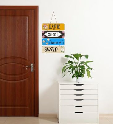 Motivational Quotes Printed Decorative Wall Hanging for Living Room  Bedroom  Office  Gift  Decoration Items for Home  Wall Art For Hall  Modern Wall Decoration (Life is Short Make it Sweet)
