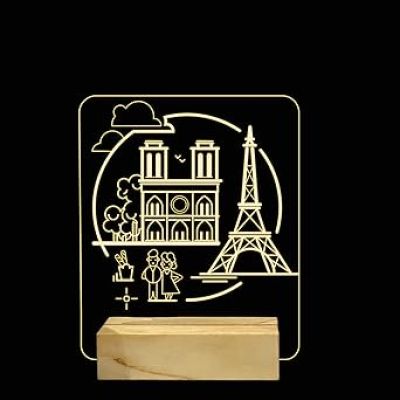 3D Illusion  Acrylic Night Lamp with Warm White Light  for Bedroom  Room Decor Table lamp Gift for Kids