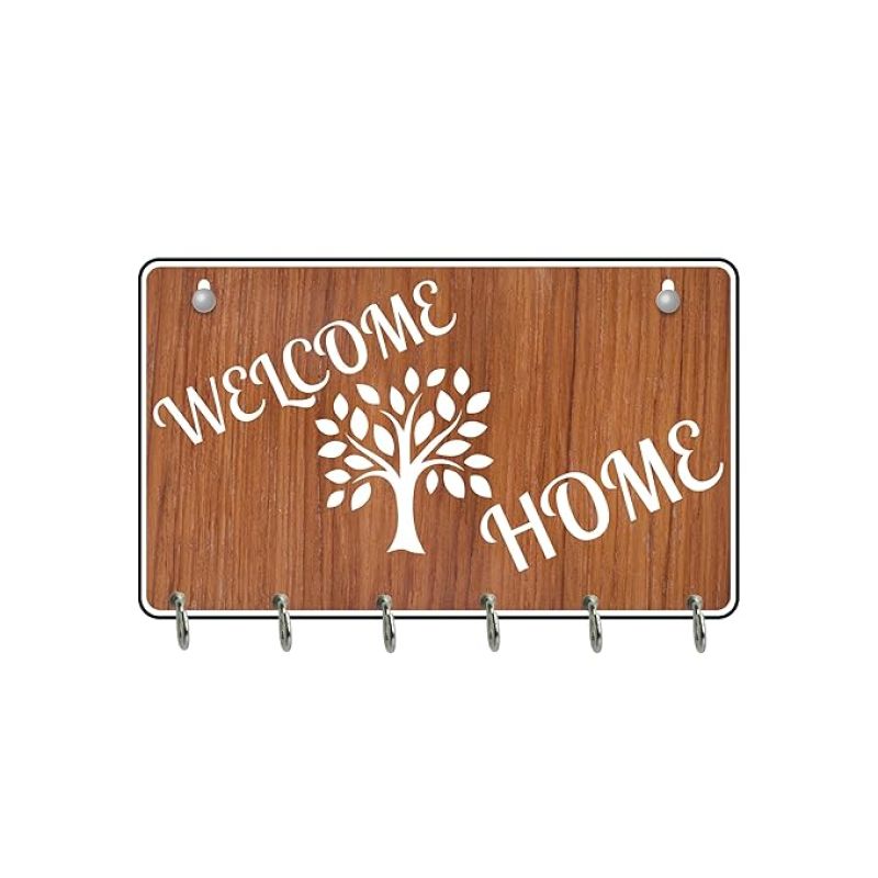 Wooden Key Holder for Home & Office  6 Hooks Beautiful Key Organizer for Wall  Key Hanger  Key Stand  Wall Decor Key Holder  Stylish Key Hanger Wall Mounted Decoration