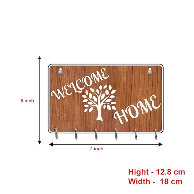 Wooden Key Holder for Home & Office  6 Hooks Beautiful Key Organizer for Wall  Key Hanger  Key Stand  Wall Decor Key Holder  Stylish Key Hanger Wall Mounted Decoration