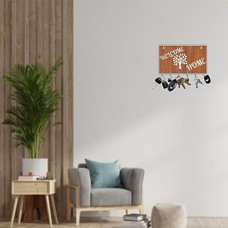 Wooden Key Holder for Home & Office  6 Hooks Beautiful Key Organizer for Wall  Key Hanger  Key Stand  Wall Decor Key Holder  Stylish Key Hanger Wall Mounted Decoration