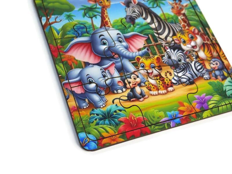 Wooden Jigsaw Puzzle for Children & Kids f Age 3-5 Years – 9 Pcs  Wild Animal Puzzle  Safe & Durable  Educational Puzzle Game  Brain Booster Games (Animal Puzzle)