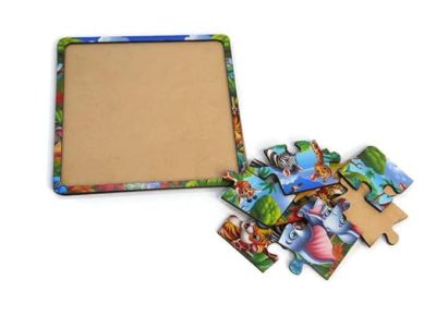 Wooden Jigsaw Puzzle for Children & Kids f Age 3-5 Years – 9 Pcs  Wild Animal Puzzle  Safe & Durable  Educational Puzzle Game  Brain Booster Games (Animal Puzzle)