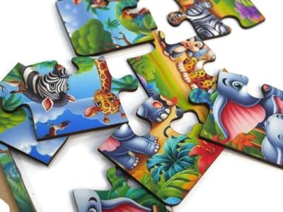 Wooden Jigsaw Puzzle for Children & Kids f Age 3-5 Years – 9 Pcs  Wild Animal Puzzle  Safe & Durable  Educational Puzzle Game  Brain Booster Games (Animal Puzzle)