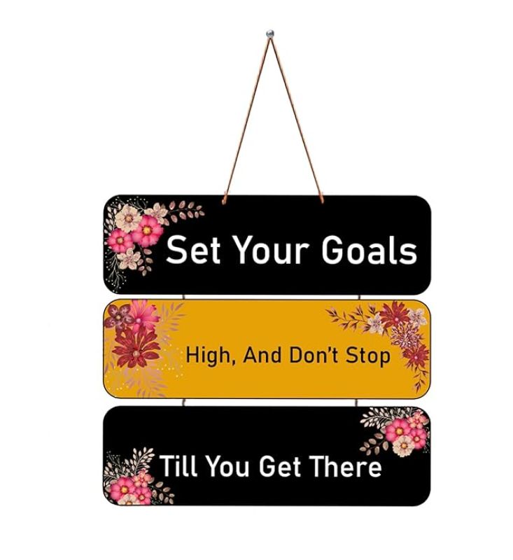 Motivational Quotes Printed Decorative Wall Hanging for Living Room  Bedroom  Office  Gift  Decoration Items for Home  Wall Art For Hall  Modern Wall Decoration (Set Your Goals)
