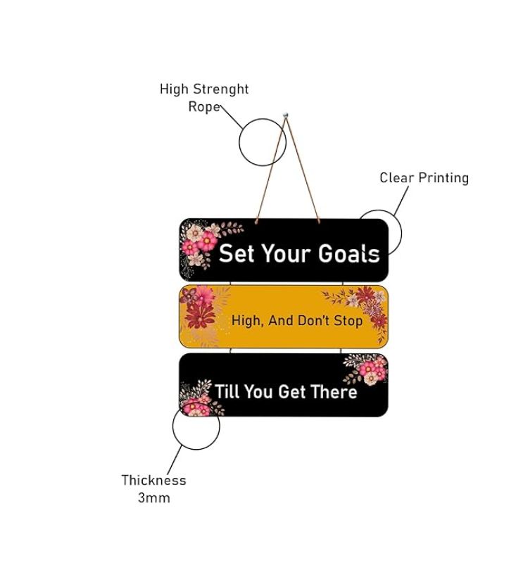Motivational Quotes Printed Decorative Wall Hanging for Living Room  Bedroom  Office  Gift  Decoration Items for Home  Wall Art For Hall  Modern Wall Decoration (Set Your Goals)