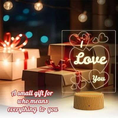 I Love You Night Lamp Gifts for Wife/Girlfriend on Valentine’s Day, Birthday, Thanksgiving, Memorial Day  Bedside Desk Table Lamp  Warm White Light