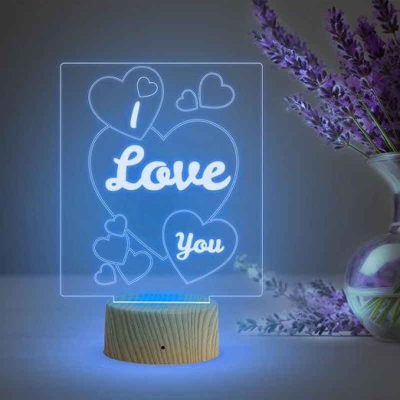 I Love You Night Lamp Gifts for Wife/Girlfriend on Valentine’s Day, Birthday, Thanksgiving, Memorial Day  Bedside Desk Table Lamp  Multicolored Light