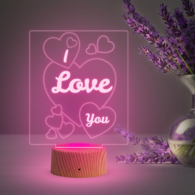 I Love You Night Lamp Gifts for Wife/Girlfriend on Valentine’s Day, Birthday, Thanksgiving, Memorial Day  Bedside Desk Table Lamp  Multicolored Light