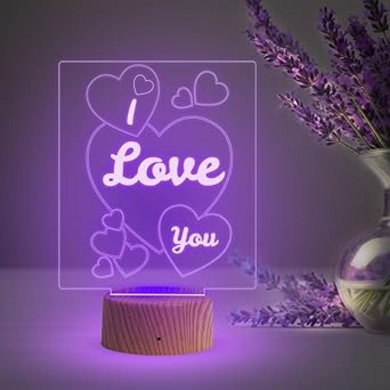 I Love You Night Lamp Gifts for Wife/Girlfriend on Valentine’s Day, Birthday, Thanksgiving, Memorial Day  Bedside Desk Table Lamp  Multicolored Light