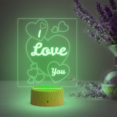 I Love You Night Lamp Gifts for Wife/Girlfriend on Valentine’s Day, Birthday, Thanksgiving, Memorial Day  Bedside Desk Table Lamp  Multicolored Light